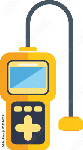 Electronic device measuring device showing plus sign with cable and sensor