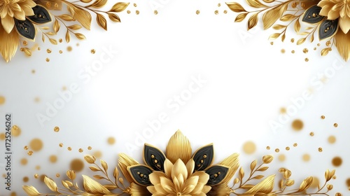 Elegant golden floral border design with subtle background elements for invitations or decor