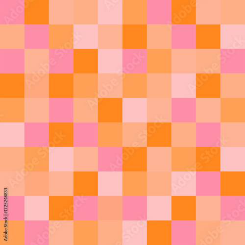 Cuadro en lienzo Pink and Orange Check