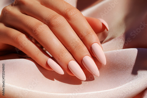 Wallpaper Mural Hands with a classic French manicure are gently placed on luxurious, soft fabric. The delicate pink polish contrasts beautifully with the white tips, creating an elegant look Torontodigital.ca