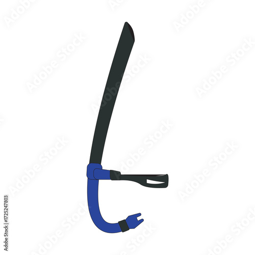 Snorkel vector illustration, blue and black design for swimming, diving, snorkeling, and underwater breathing. Essential water sports equipment icon for ocean, sea, and aquatic activities.