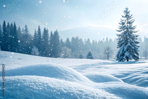 Wallpaper Mural Winter landscape with snowdrifts and fir trees covered with snow in the forest Torontodigital.ca