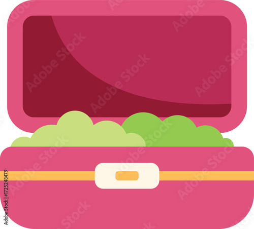 This cartoon lunch box is full of healthy green vegetables, encouraging viewers to make nutritious choices