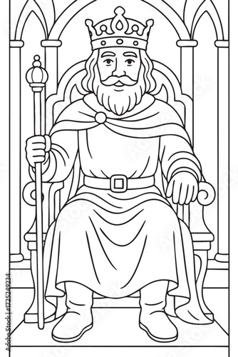King on Throne - Coloring Page for Kids