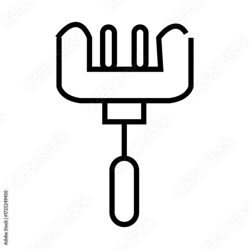 Minimalist garden rake icon in a simple outline design.