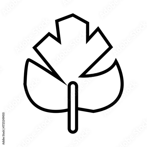 Bold black tropical leaf icon resembling monstera or philodendron shape.