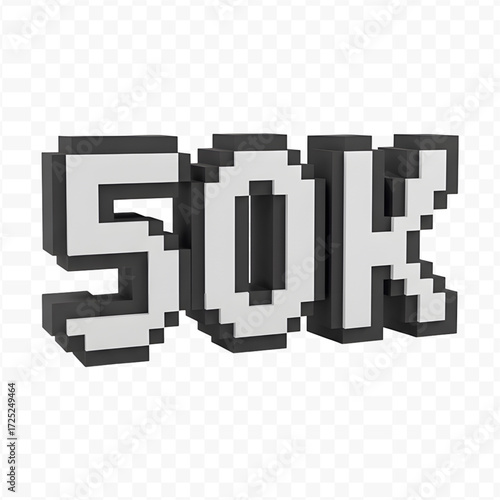 50K Pixel Art 3D Render on Black