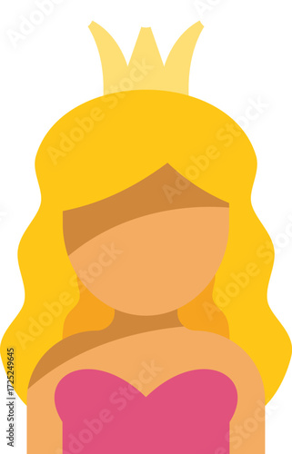 Cartoon illustration of a beautiful blond princess wearing a golden crown and a pink dress