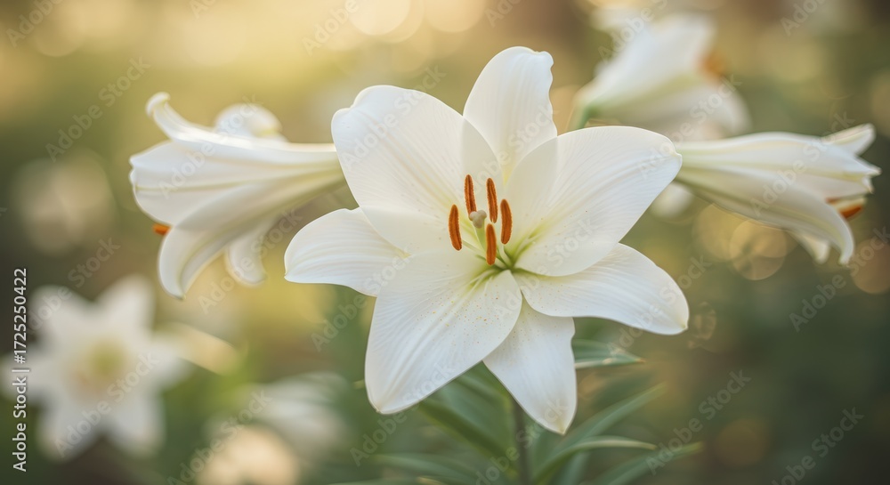 Fototapeta premium White lilies in sunlight