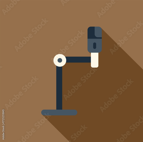 Studio microphone on adjustable arm, ideal for broadcasting, recording podcasts, or voiceovers, featuring a minimalist design