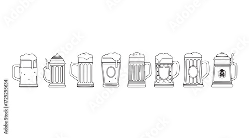 Vector art of beer mugs isolated
