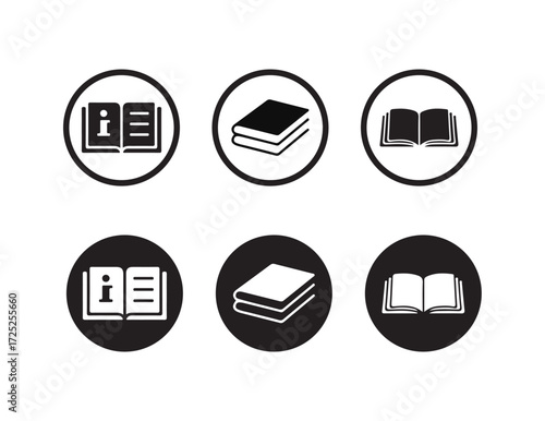 Minimalist Book Icon, Simple open  and close book icon illustration in black and white, vector illustration eps 10.