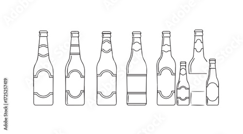 Vector art of beer bottles isolated