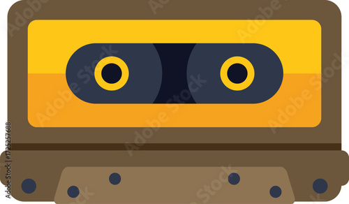 Yellow and brown audio cassette tape representing vintage music and sound recording technology