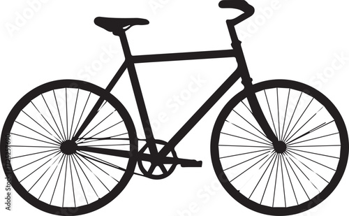 Simple line art bicycle silhouette with spoked wheels and clear outlines for transport graphics