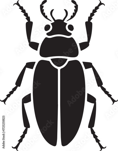 Striking silhouette of a detailed beetle insect symbolizing nature and entomology