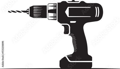 Modern cordless power drill silhouette for diy and professional construction projects