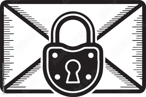 Secure email concept symbol a locked envelope represents confidential communication and data protection
