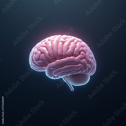Human Brain 3D AI Technology Illustration Image