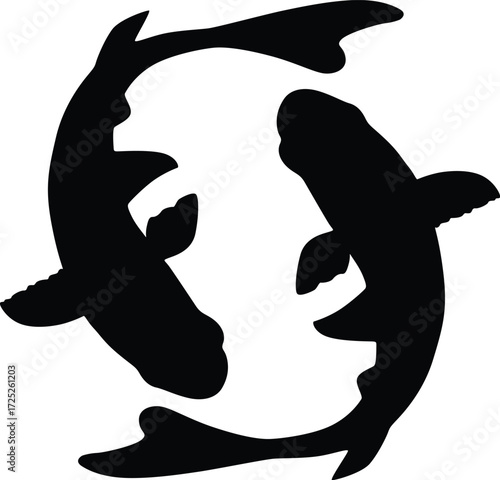 Pisces Zodiac Sign Fish Icon – Symbolic Circular Fish Silhouette Vector