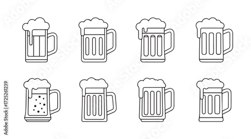 Vector art of set of beer mugs