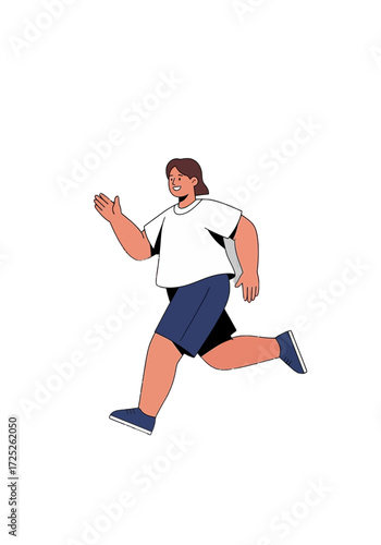 Flat Vector Illustration of Happy Person Running