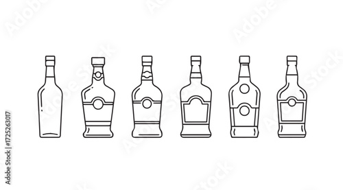 Vector art of liquor bottles isolated