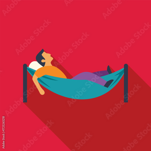 Man relaxing lying in hammock with pillow