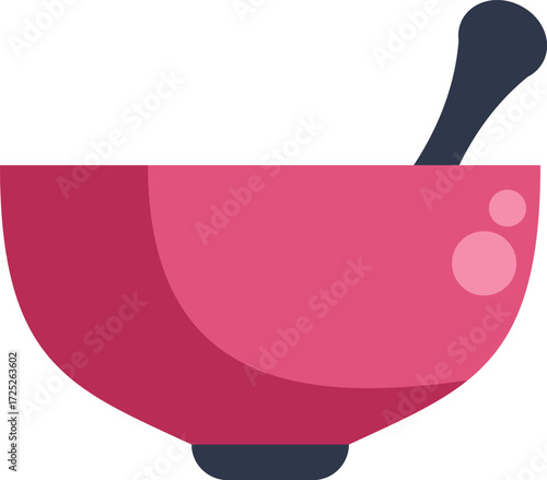 Pink bowl with spoon mixing ingredients, preparing a tasty recipe