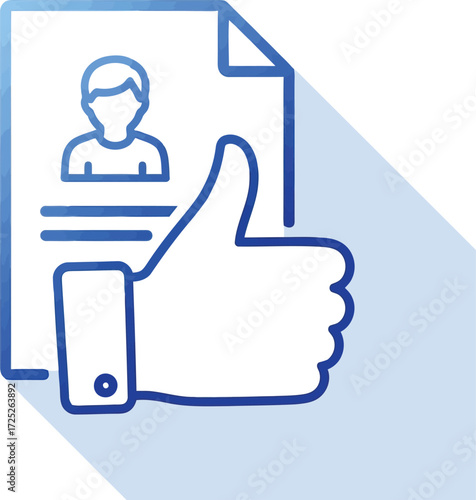 Thumbs up icon for positive candidate evaluation and hiring process approval vector