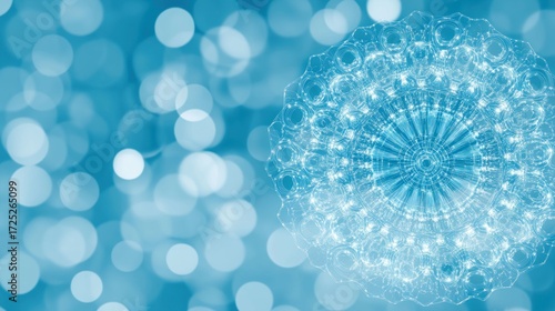 Abstract Blue Mandala: Serene Bokeh Background