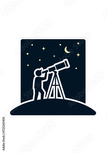 Simple Flat Vector Illustration of Person With Telescope