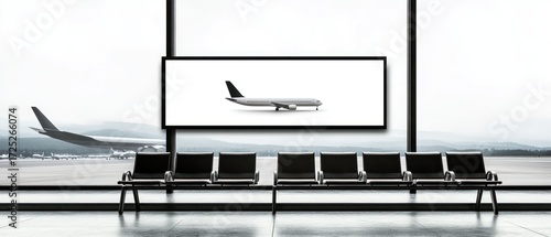 Airport Departure Lounge: Modern Minimalist Airplane Display