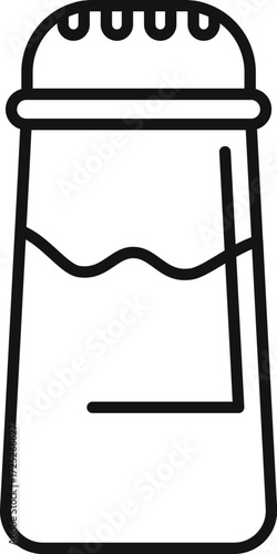 Simple line icon of a half full salt shaker with a perforated lid, ready to season meals