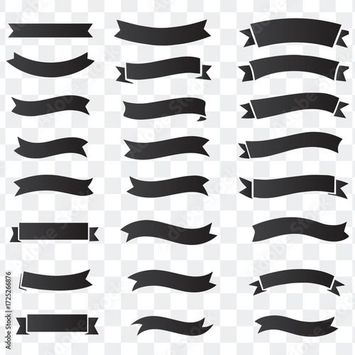 Versatile Black Ribbon and Banner Vector Shapes Set