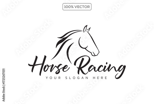 Royal Horse Logo Symbol, Modern Minimalist Outline Illustration