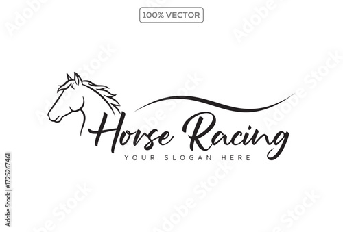 Abstract Horse Logo Vector, Modern Simple Branding Illustration