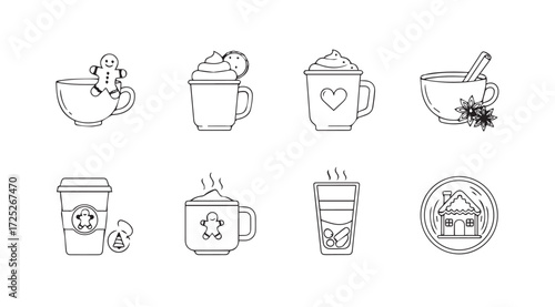 Vector art of collection of winter cups