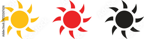 Playful sun illustrations bursting with energy, a vibrant expression of warmth and joy. Each stylized sun radiates its own unique charm, inviting smiles and a feeling of pure happiness.