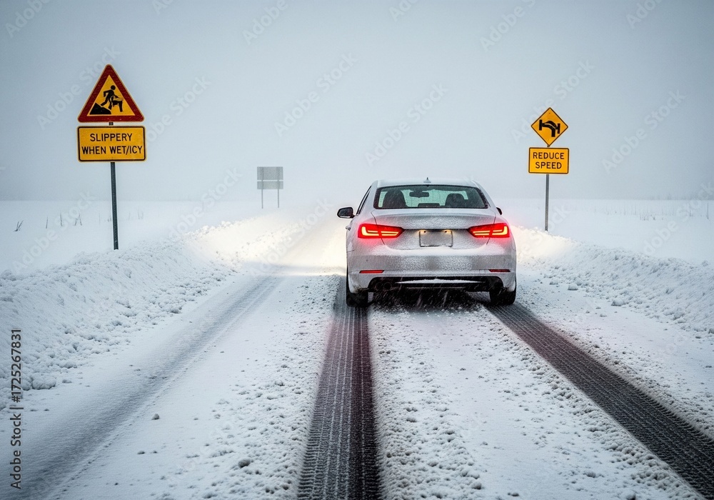 Fototapeta premium Road safety concept in winter
