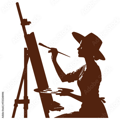 A Female Artist painted the picture on an easel Art Board.