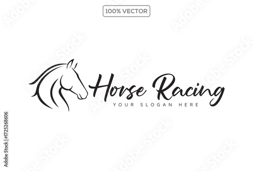 Wild Horse Silhouette Logo, Elegant Line Art Branding Illustration