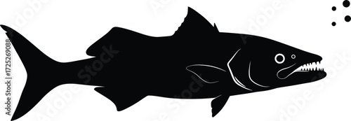 Vector Fish Design, Ocean Environment, Illustration Concept, High-Resolution Silhouette Viewpoint for Creative Projects