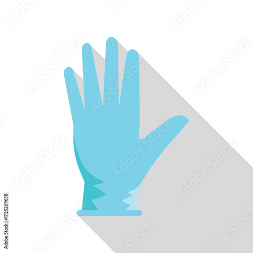 Light blue medical glove protecting hand, concept of healthcare, hygiene and safety