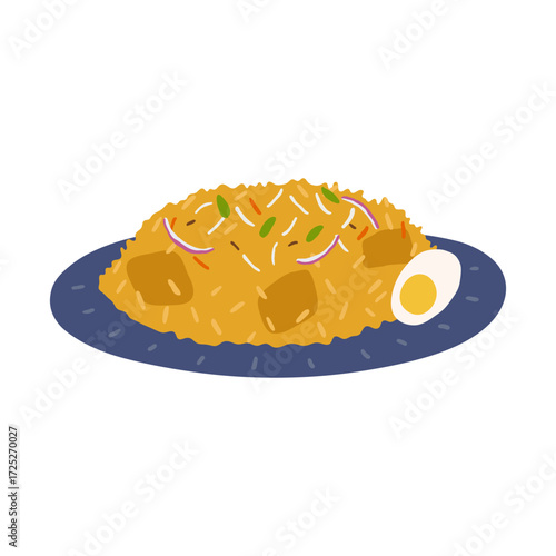 Biryani Dish Illustration. Chicken Biryani illustration.
