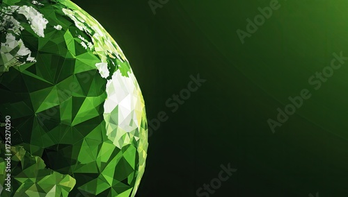 A digitally rendered, vibrant green globe, emphasizing the Earth's multifaceted structure against a dark backdrop.