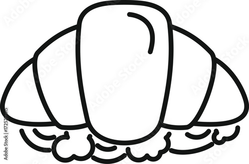 Simple line drawing of a croissant, ideal for menus, recipes, and food blogs