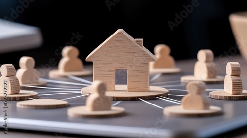 Home Network: Wooden Figurines Illustrating Community and Connection