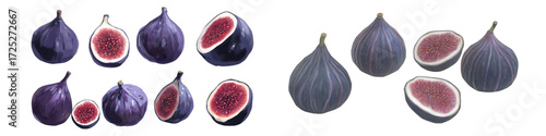 Wallpaper Mural Assorted fresh and vibrant figs, whole and halved, on clean transparent background Torontodigital.ca