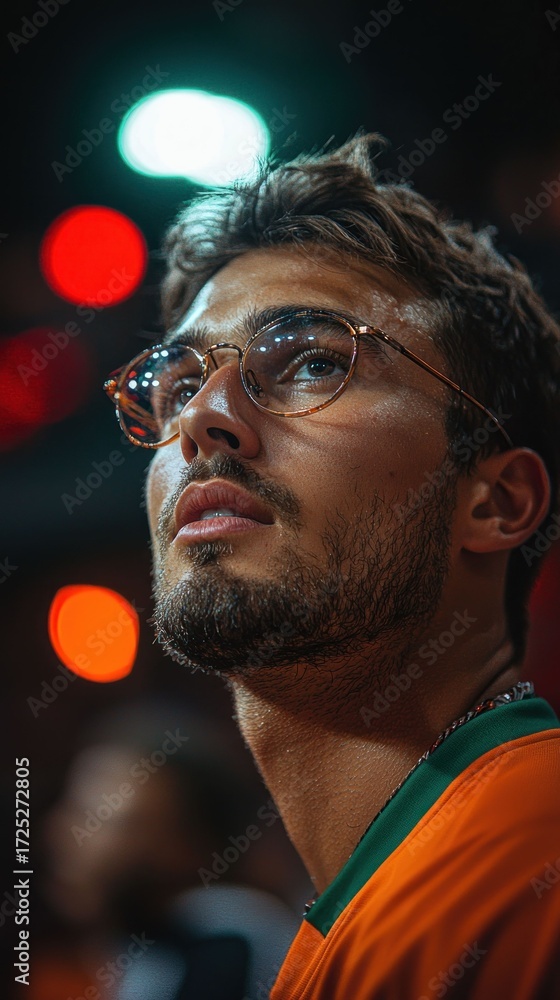 Fototapeta premium Man with Glasses in stadium
